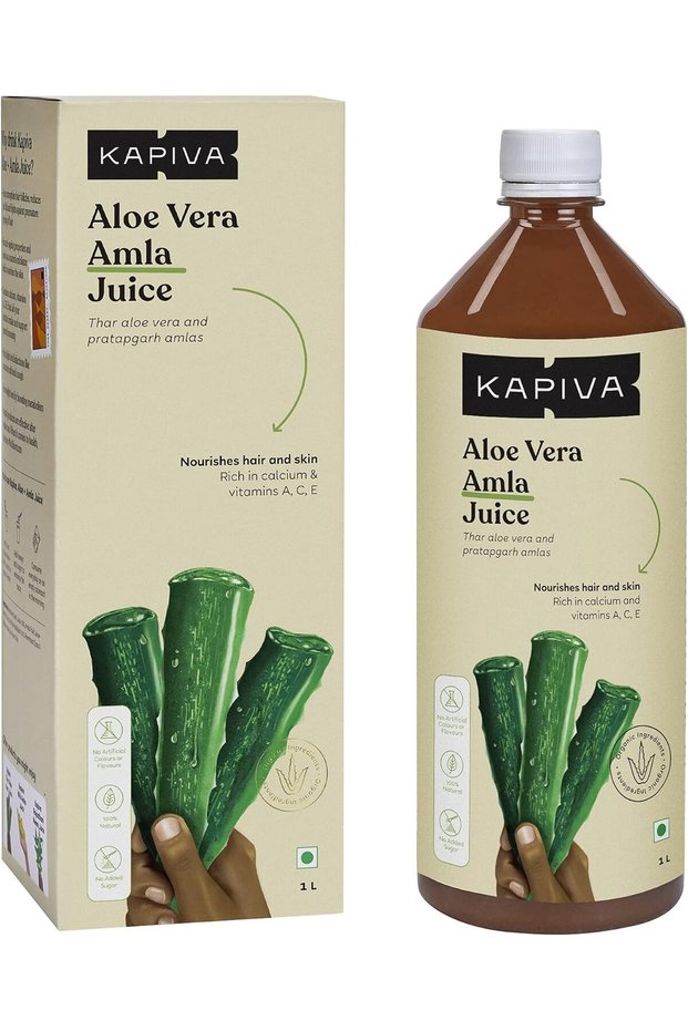 Kapiva Aloe Vera + Amla Juice | Cold-pressed Juice for Glowing Skin | Helps with Acne and Metabolism