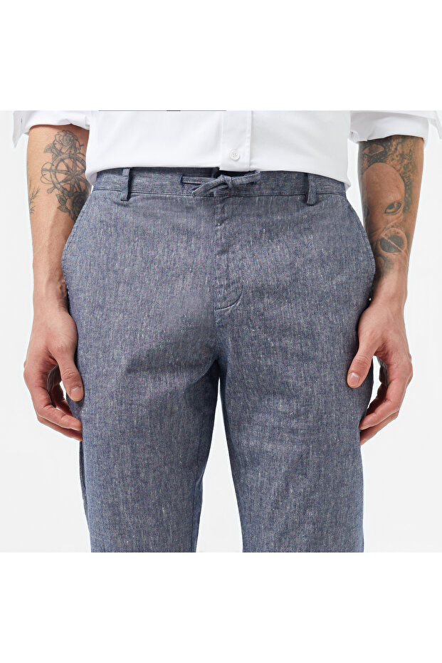 Erkek Slim Fit Lacivert Pantolon - 4