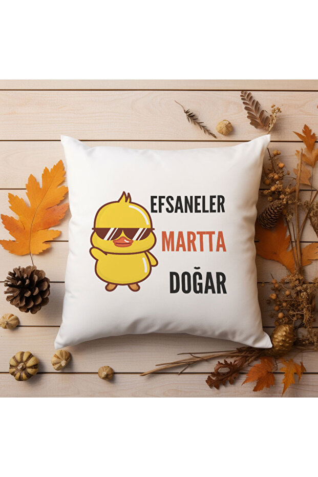 Legends Are Born in March Printed Birthday Gift Fiber Satin Decorative Pillow
