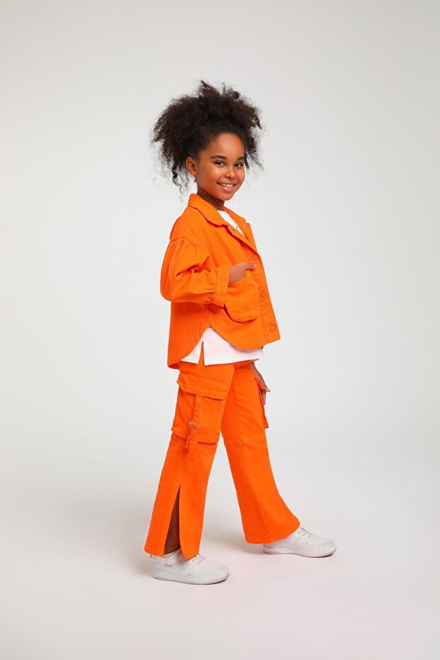 3-Piece Slit Trousers Girl's Jacket Set