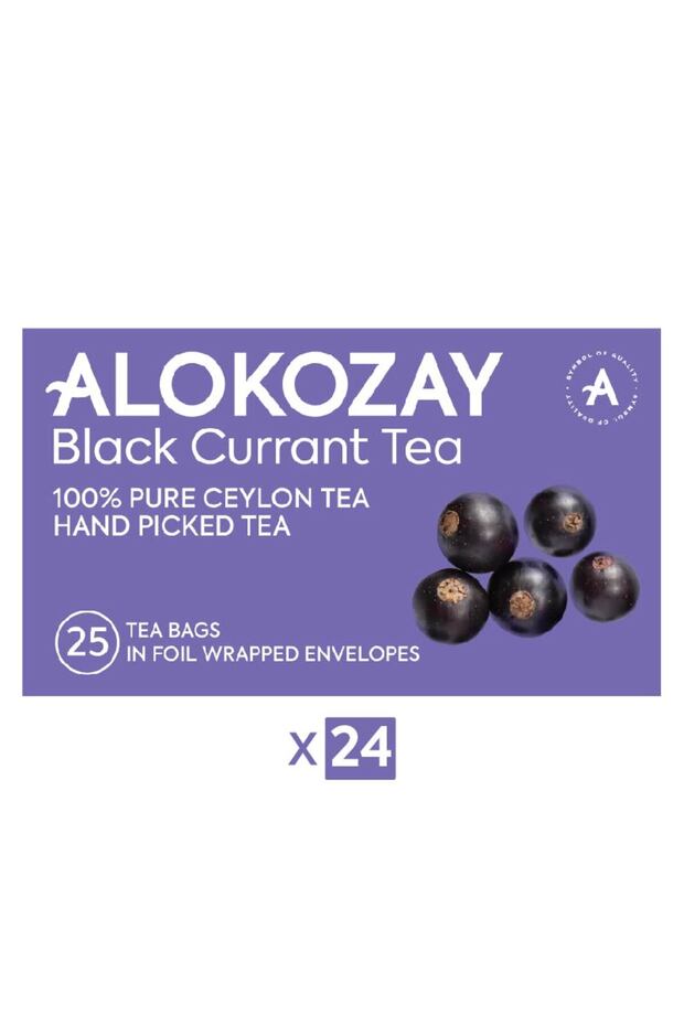 Black Currant Tea - 25 Tea Bags In Foil Wrapped Envelopes X Pack of 24