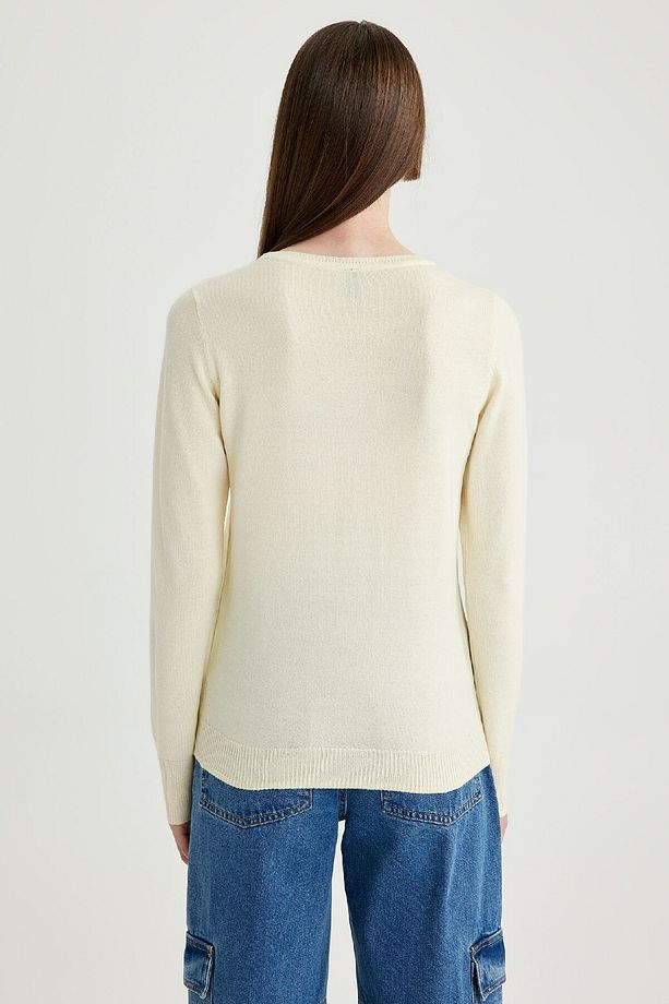Regular Fit Bisiklet Yaka Yumuşak Dokulu Basic Düz Triko Kazak F7091az23wn - 6