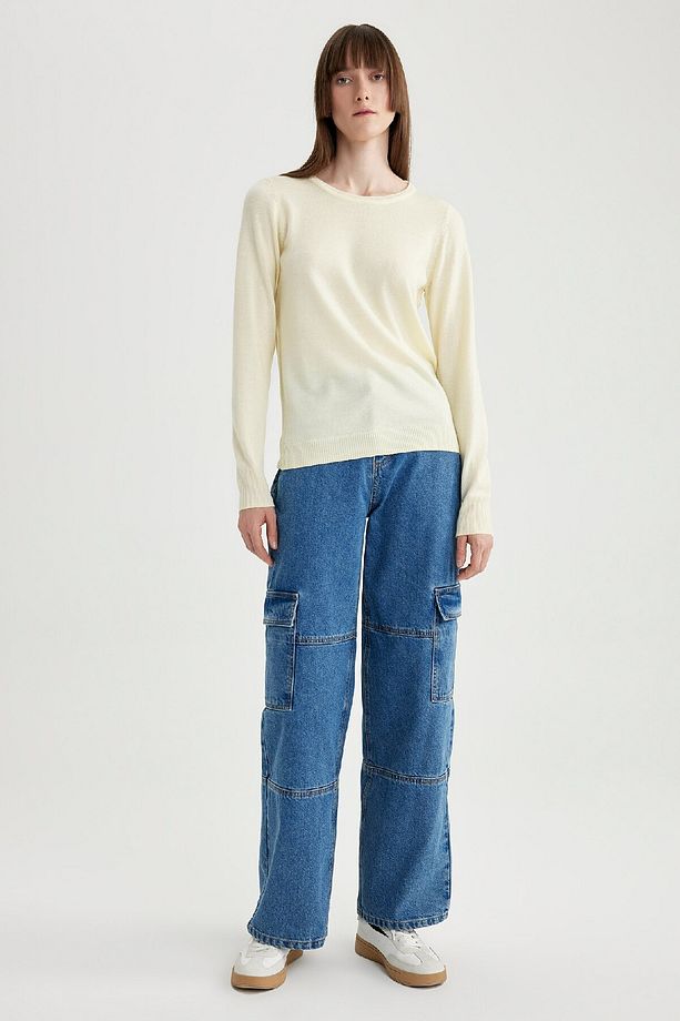 Regular Fit Bisiklet Yaka Yumuşak Dokulu Basic Düz Triko Kazak F7091az23wn - 2