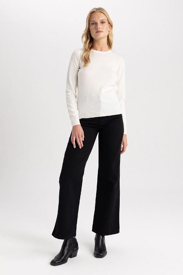 Regular Fit Bisiklet Yaka Yumuşak Dokulu Basic Düz Triko Kazak F7091az23wn - 2