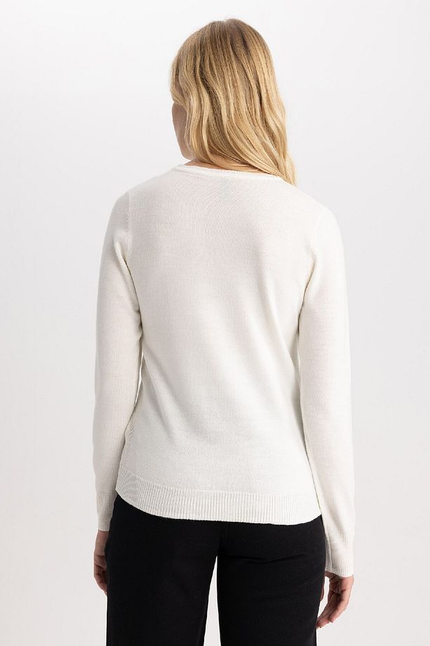 Regular Fit Bisiklet Yaka Yumuşak Dokulu Basic Düz Triko Kazak F7091az23wn - 6