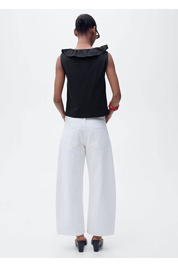 Volanlı pamuklu bluz - 4