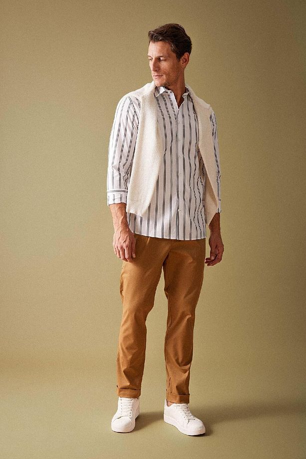 Gabardin Pantolon Tailored Regular Fit Cepli Duble Paça A5115ax23au - 4