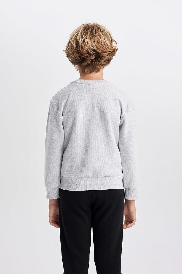 Erkek Çocuk Bisiklet Yaka Selanik Kumaş Basic Düz Sweatshirt B5308a823wn - 6
