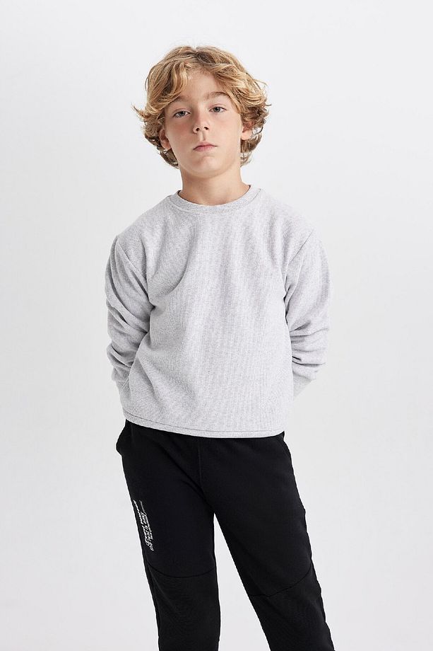 Erkek Çocuk Bisiklet Yaka Selanik Kumaş Basic Düz Sweatshirt B5308a823wn - 3