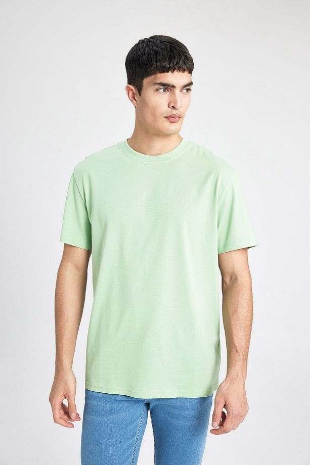 New Regular Fit Bisiklet Yaka Basic Düz %100 Pamuk Kısa Kollu Tişört V7699az24sp - 4
