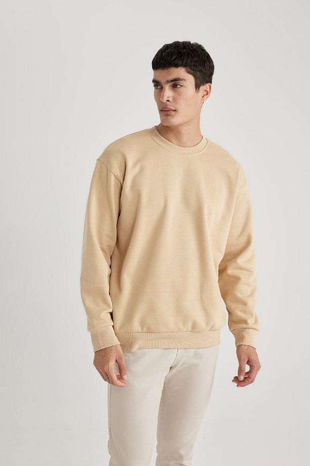 Oversize Geniş Kalıp Bisiklet Yaka Basic Düz Sweatshirt T5139az24sp - 3
