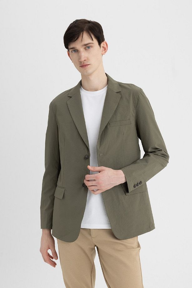Regular Fit Ceket Yaka Düğmeli Astarlı Basic Düz Blazer Ceket B7179ax24sp - 5