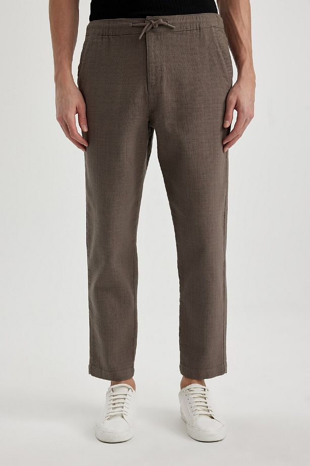 Yazlık Jogger Pantolon Regular Fit Normal Kesim Keten Görünümlü Düz Paça Pamuklu Cepli B4138ax24sp - 3