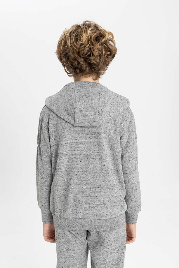 Erkek Çocuk Kapüşonlu Fermuarlı Basic Düz Sweatshirt B6449a824sp - 5