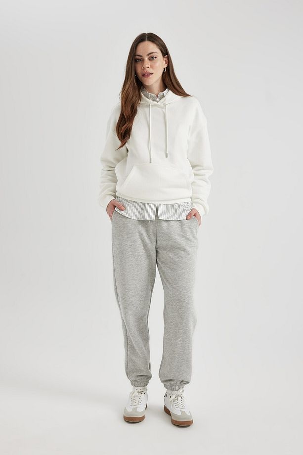 Standart Fit Kalın Jogger Eşofman Altı Bel Paça Lastikli Basic Düz Uzun Boy S7370az24sp - 1