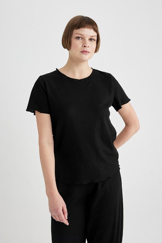 Regular Fit Bisiklet Yaka Casual Kısa Kollu Pijama Üstü-fall In Love B6701ax24sp - 4