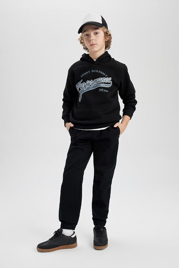Erkek Çocuk Beli Bağcıklı Cepli Lastikli Paça Jogger Basic Düz Pantolon B6713a824sm - 1