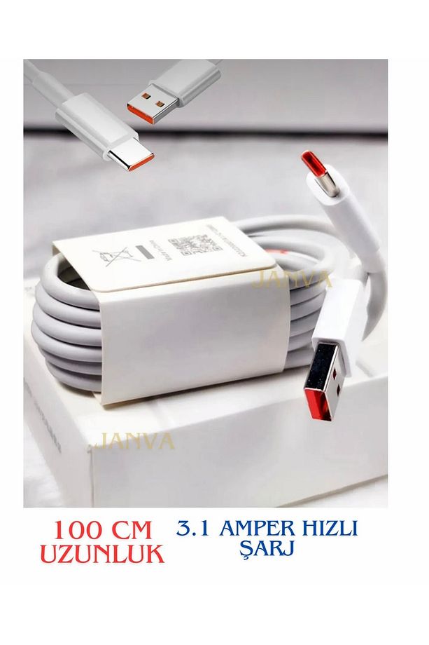 Süper kaliteli Xiaomi Type-C Android uyumlu hızlı şarj kablosu 100 cm uzunluğunda. - 1