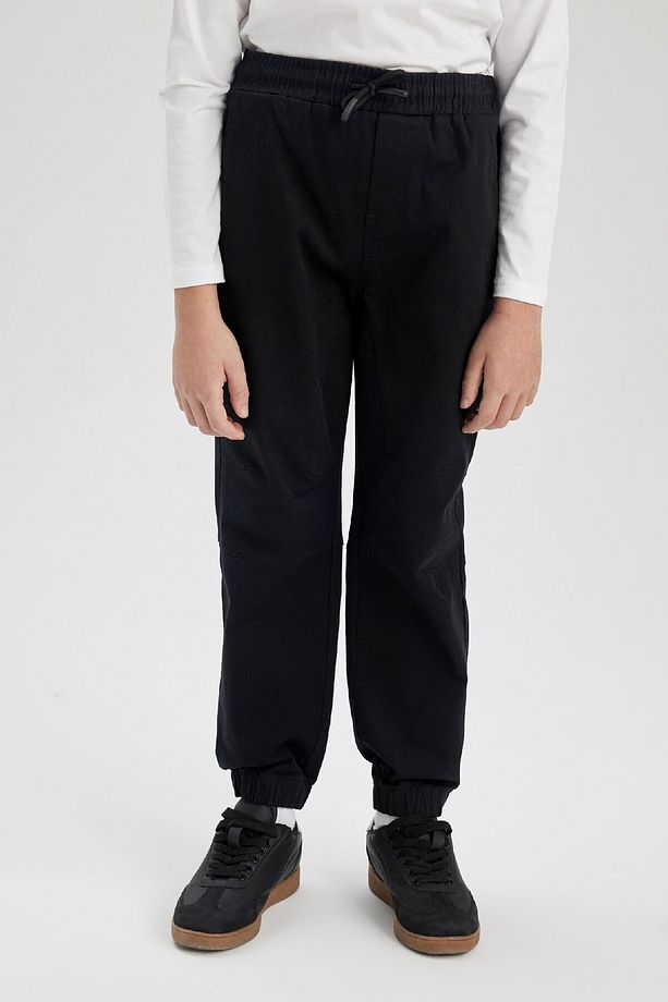 Erkek Çocuk Beli Bağcıklı Cepli Lastikli Paça Jogger Basic Düz Pantolon B6713a824sm - 4