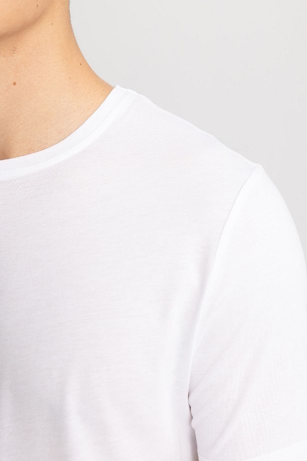 Slim Fit Dar Kesim Bisiklet Yaka Modal Karışımlı Pamuklu Basic Düz Kısa Kollu Tişört M6606az24sp - 5