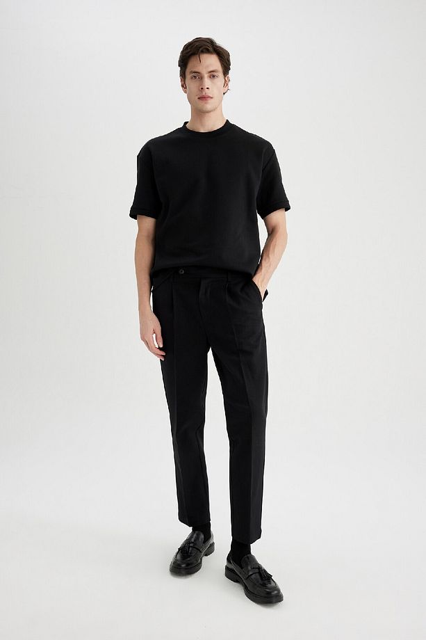 Twill Yazlık Kumaş Pantolon Tailored Regular Fit Normal Kesim Keten Karışımlı Düz Paça B6670ax24sp - 1