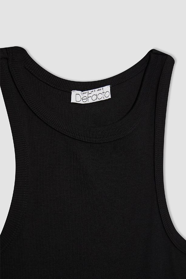 Fitted Halter Yaka Fitilli Kaşkorse Basic Düz Atlet U0357az24sm - 8