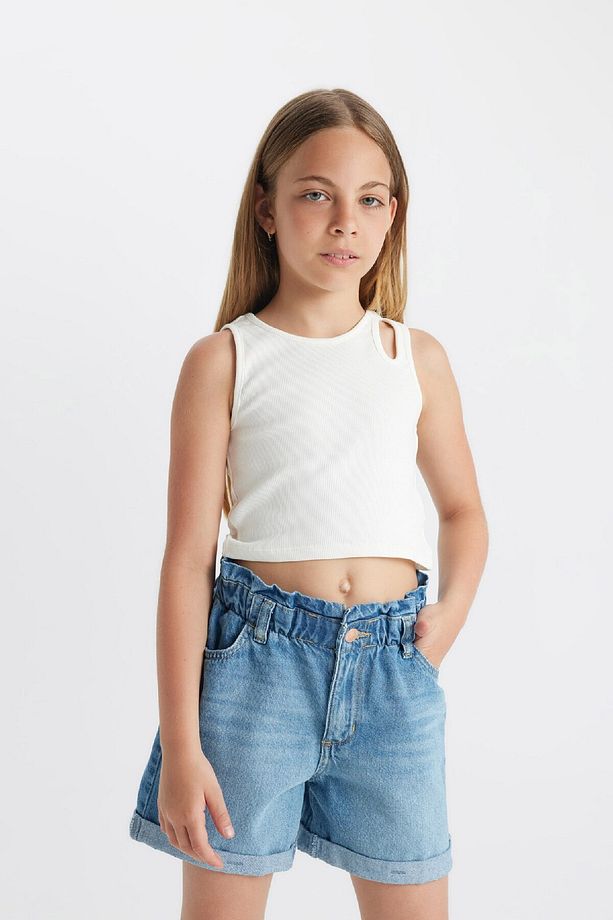 Kız Çocuk Paperbag Jean Şort B8113A824SM - 4