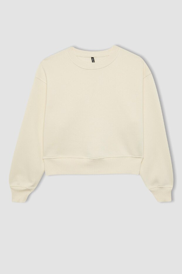 Relax Fit Bisiklet Yaka Kalın Basic Düz Sweatshirt B8568ax23wn - 7