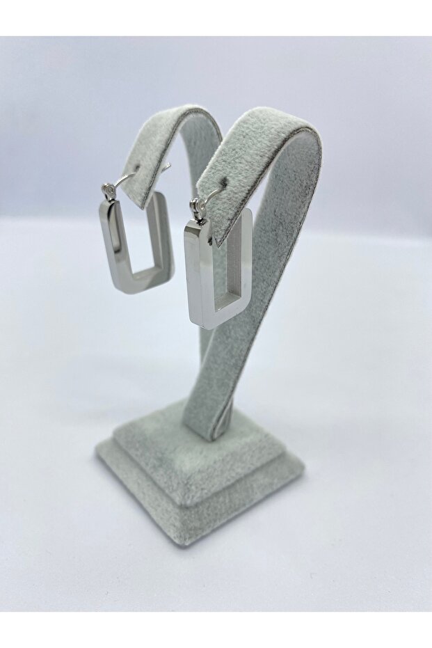 LUCKY B&E DİKDÖRTGEN MODEL ÇELİK KÜPE SİLVER