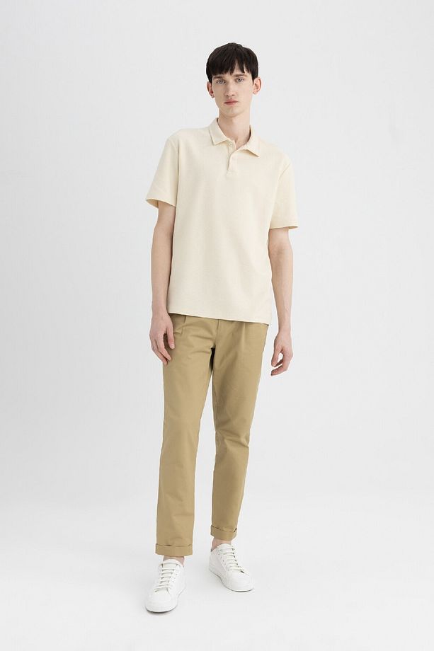 Twill Yazlık Kumaş Pantolon Tapered Fit Cepli Basic Düz Keten Karışımlı Duble Paça B6585ax24sp - 1