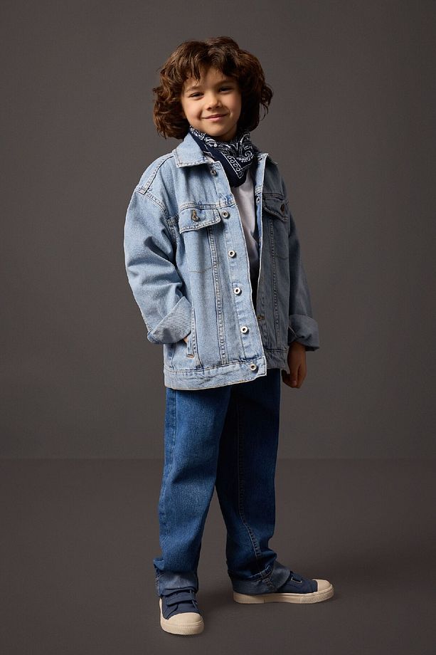 Erkek Çocuk Loose Fit Standart Paça Basic Düz Jean Pantolon B5557a824sm - 2
