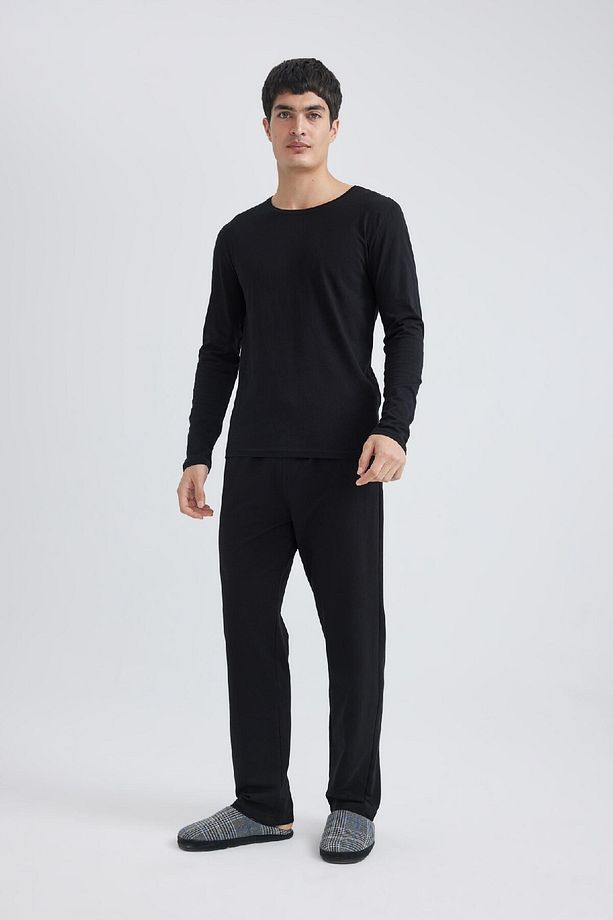 Slim Fit Dar Kesim Bisiklet Yaka Basic Düz Uzun Kollu Pijama Üstü Z2771az24sp - 2