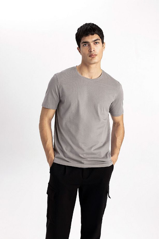 Regular Fit Bisiklet Yaka Kısa Kollu Basic Düz Tişört T5014az24sp - 3