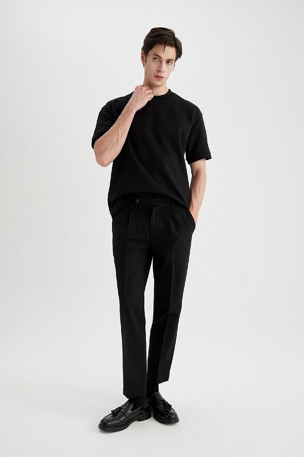 Twill Yazlık Kumaş Pantolon Tailored Regular Fit Normal Kesim Keten Karışımlı Düz Paça B6670ax24sp - 3