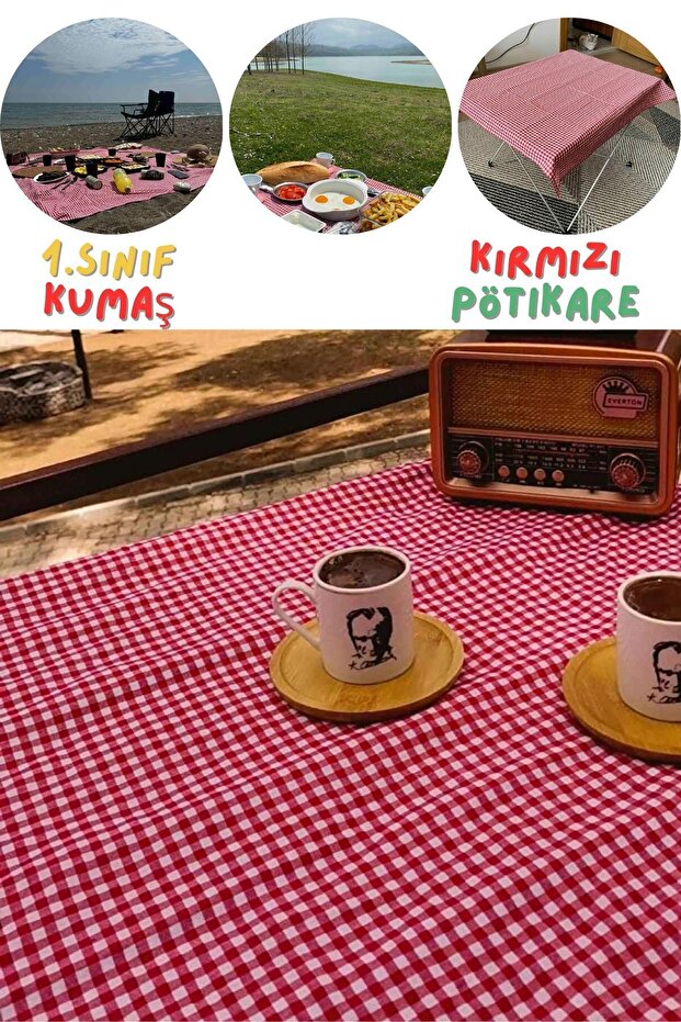 Table Picnic Cloth, Gingham Pattern Table Cloth, Red Piti Square Cover, Various Sizes Runner - 3