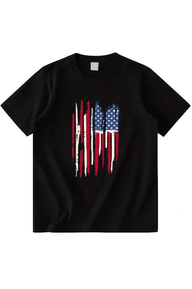 Qubo Unisex Oversize Printed Cotton Crew Neck Short Sleeve Black T-Shirt