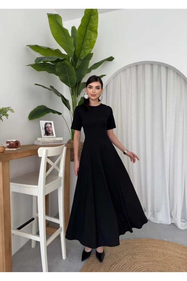 Kadın Pliseli Midi Elbise - 4