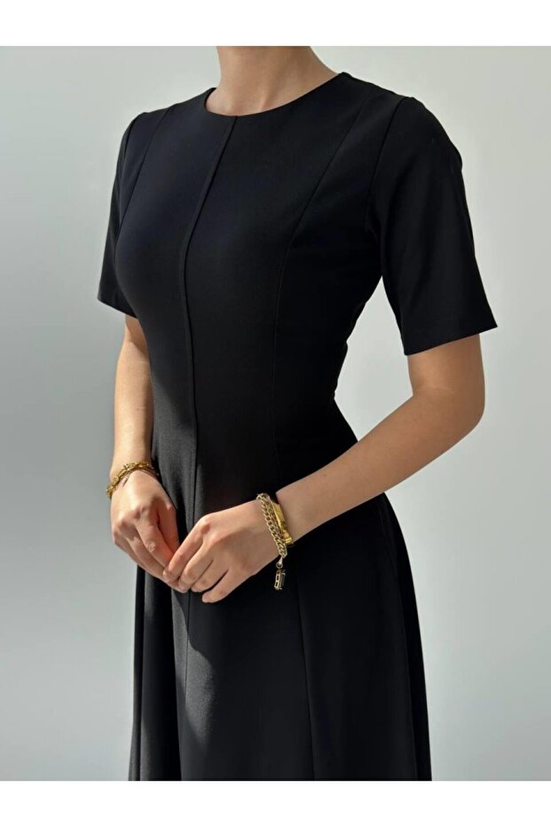 Kadın Pliseli Midi Elbise - 7