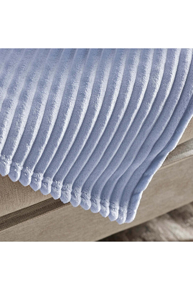 Karaca Ruby Stripe Wellsoft Blanket, Single, Blue - 4