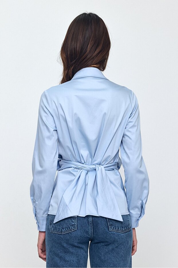 Poplin Bağlamalı Gömlek - 5