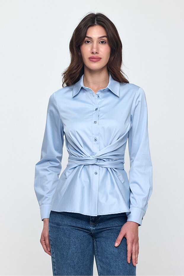 Poplin Bağlamalı Gömlek - 1