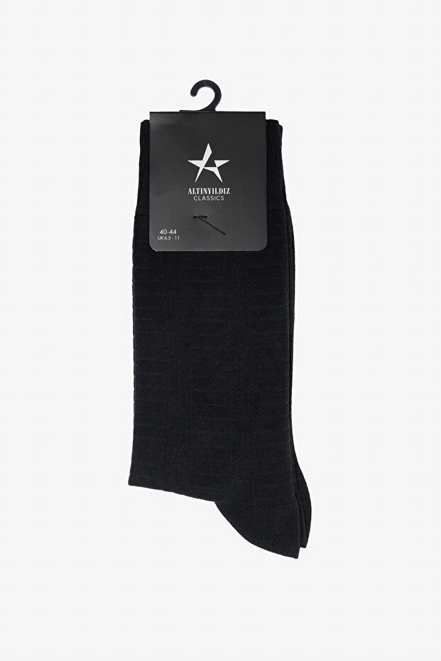 Men's Black Patterned Single Socks - 1