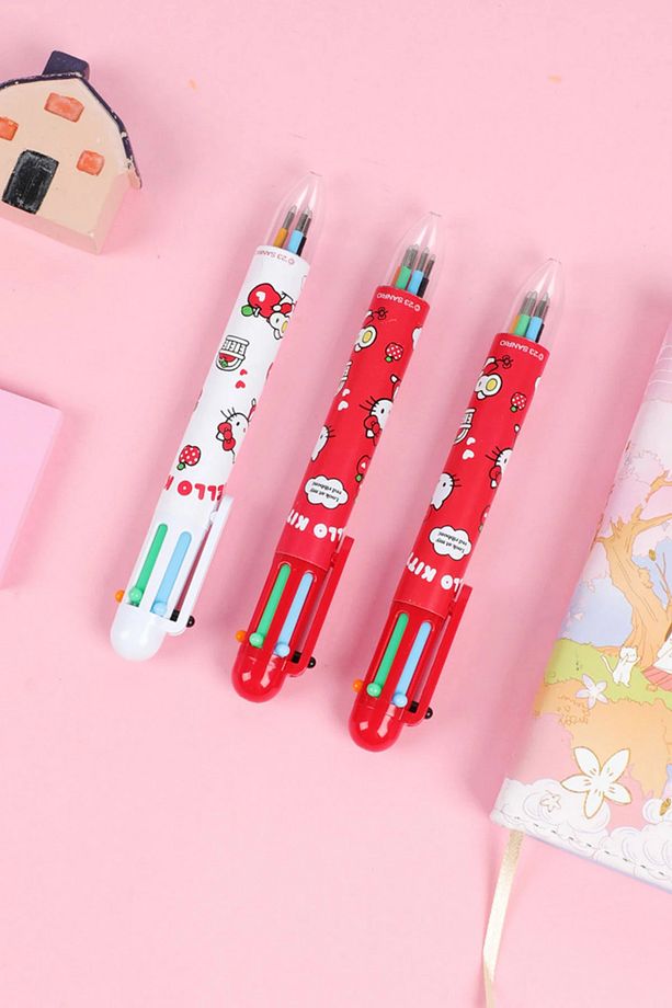 Hello Kitty Lisanslı Elma Koleksiyonu 6 Renkli Çoklu Tükenmez Kalem - 3