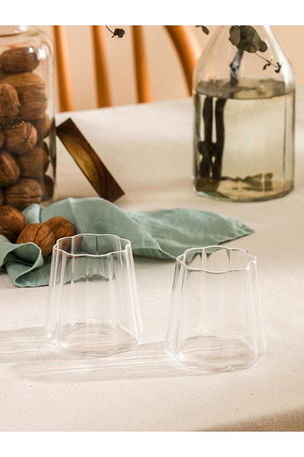 LCW HOME  Desenli Cam Su Bardağı Seti 2'li 570 Ml - 2