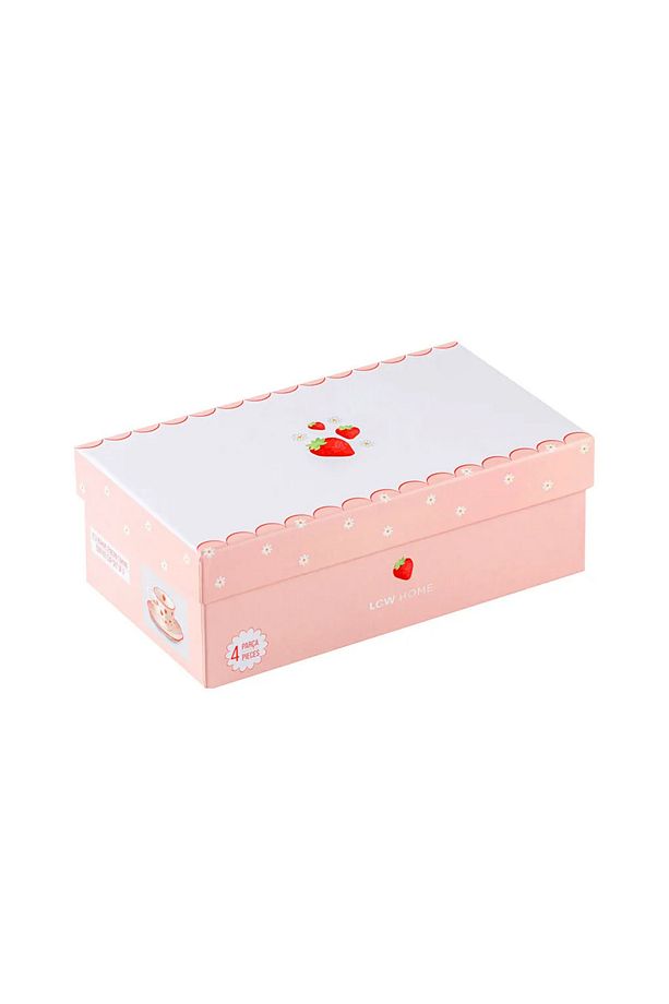 LCW HOME Kırmızı Çilek Baskılı 2 Kişilik Porselen Kahve Fincan Takımı 90 ml - 4