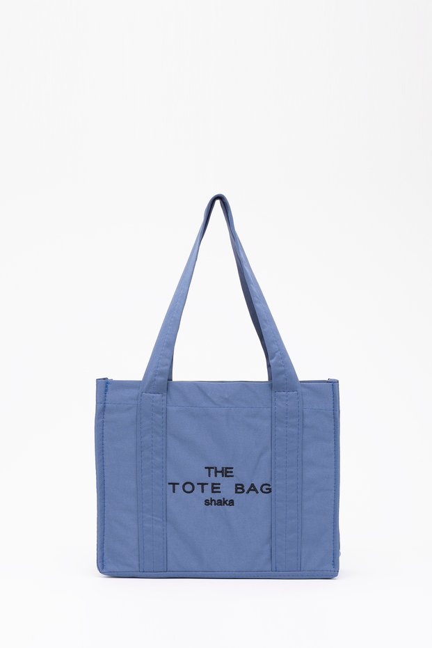 İndigo U45 the Tote Bag with Snap Closure Embroidered Canvas Fabric Daily Women's Shoulder Bag 25X