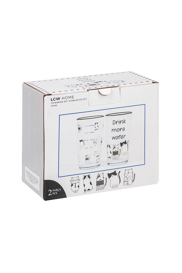 LCW HOME Siyah Baskılı Su Bardağı 2'li 570 Ml - 5
