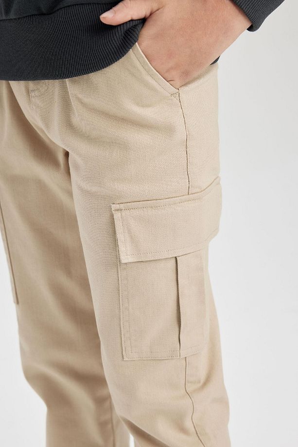 Erkek Çocuk Kargo Cepli Beli Bağcıklı Lastikli Paça Jogger Gabardin Pantolon Z1572a624sp - 5
