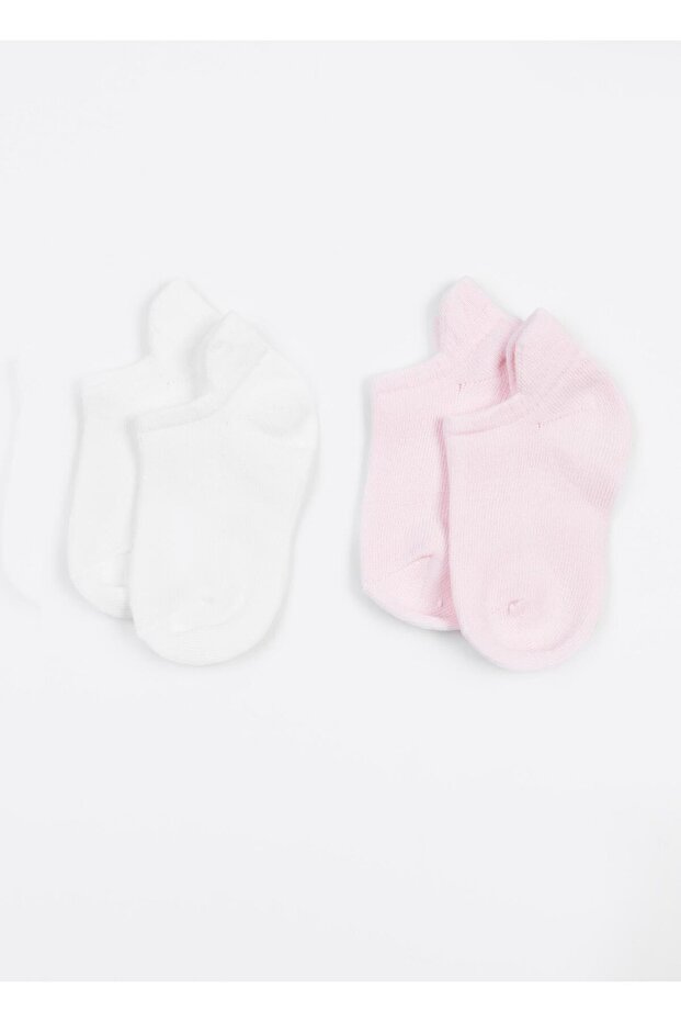 Organik Basic 2'li Patik Çorap Pembe Ekru - 1