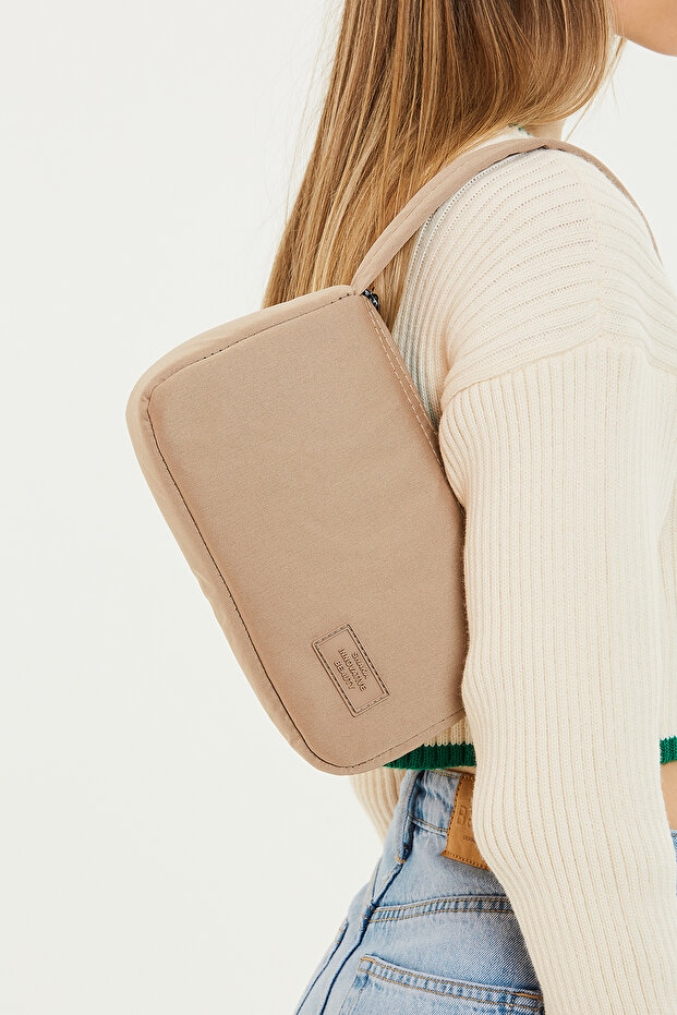 Single Compartment Mink Shk43 Canvas Fabric Daily Sports Women's Baguette Hand and Shoulder Bag